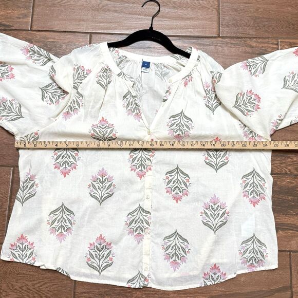 Old Navy Blouse Top Womens M Floral V-Neck Boho Peasant Cottagecore Prairie - Picture 4 of 6